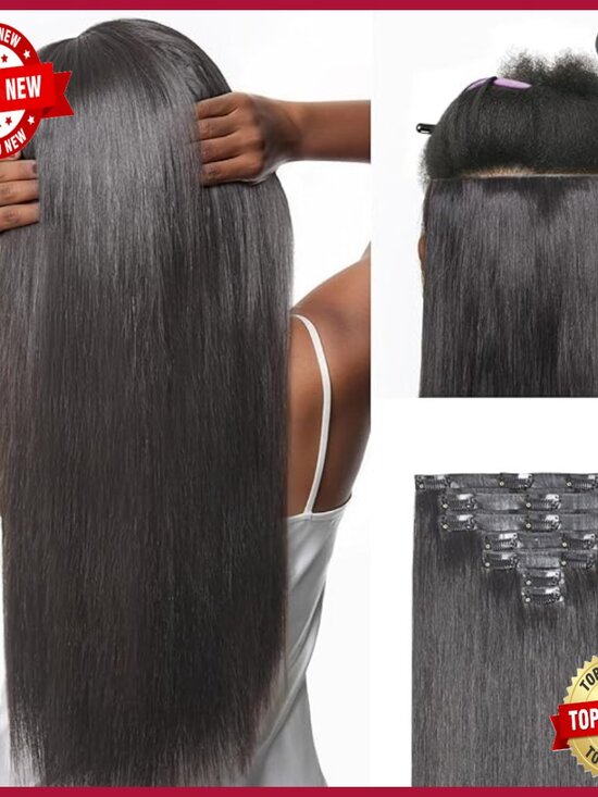 Silky Straight 16 Inch Clip In Hair Extensions 100g 2 Pack Human Hair